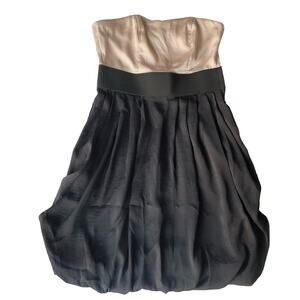 H&M Women’s Sleeveless Sexy & Elegant Tube Satin Dress size 4, Beige & Black